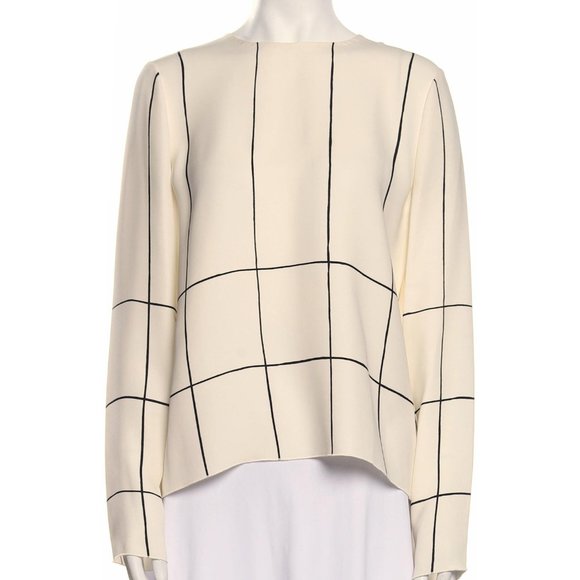Tory Burch Tops - TORY BURCH Plaid Print Crew Neck Blouse Size: M | US 8